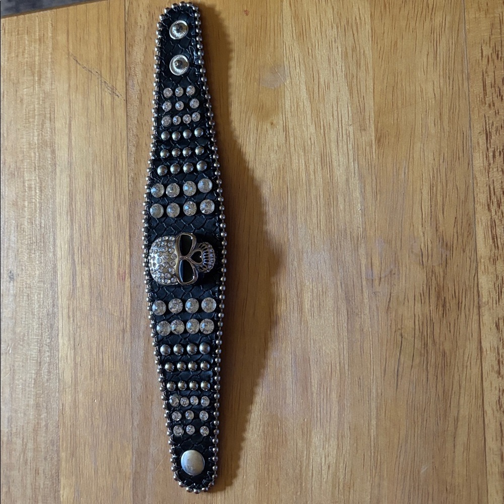 Black Studded Skull Bracelet